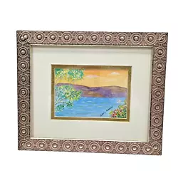 Buy Orig Watercolor Waterfront Painting W Mountains Framed Matted By Norman Anderson • 24.91£