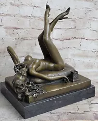 Buy Art Deco Erotic Erotica Nude Female On Phone Classic Bronze Sculpture Artwork NR • 139.32£