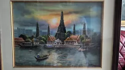 Buy Superb Oil Painting Of Asian Architecture Vintage And Modern Port • 40£
