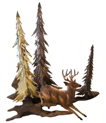 Buy Vintage 3D Brass Copper Deer Driftwood Sculpture Trees Wood Metal Wall Art • 27.08£