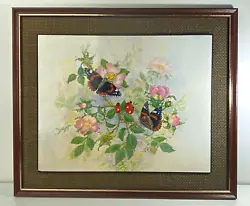 Buy Framed Wooden Board Of Butterflies & Rosa On Hessian - Jordan • 9.99£