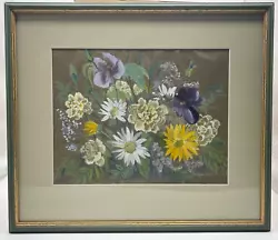 Buy 'mixed Flowers' Original Framed Art Gouache Painting Anne Harrisson Local Artist • 14.99£
