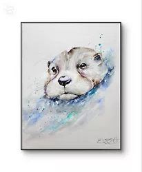 Buy Large Original Signed Watercolour Art Painting By Elle Smith Of A Little Otter • 45£