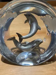 Buy Dan Medina Bronze Dolphin Sculpture In Lucite. • 80£
