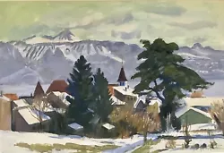 Buy Original BERNARD PIDOUX (1911-2012) Suisse/Swiss/Vaud Mountain Landscape Gouache • 69£