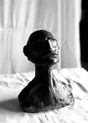 Buy Man's Head Figurative Stylised Sculpture - Ceramic - Black • 120£