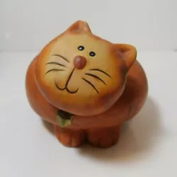 Buy Cute Ceramic Clay Handmade Painted Art Light Brown Cat Bell Home Decoration • 12.47£