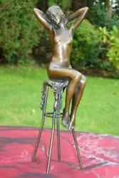 Buy Art Nouveau Style Statue Sculpture Damsel Sexy Art Deco Style Bronze Signed • 118.57£