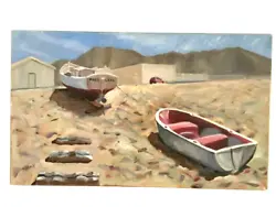 Buy SEASCAPE Boats On The Beach Oil Painting On Canvas, Signed By The Artist • 40£