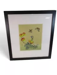Buy Hand Painted On Silk Asian Butterflies And Flowers In Black Frame Decorative • 29.99£