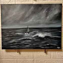 Buy Original Stormy Ocean Painting, Hand Painted Canvas , 30 X 40 Cm • 57.77£