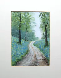 Buy Original Hand Painted Bluebell Woodland Path Signed Landscape Painting • 12£