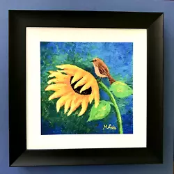 Buy Sunflower And Bird, Sunflower Art Framed Print Valentine Gift For Her, For Him • 34.02£