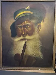 Buy Mid Century Oil Painting Bearded Man Pipe Scottish • 71.94£