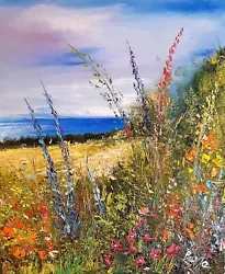 Buy Arleta Berta Art Original Oil Painting. Sea Of Flowers  Signed Deep Canvas • 70£
