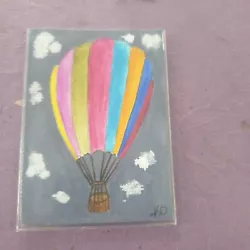 Buy Acrylic Aceo Painting Quirky Rainbow Air Balloon New Original Work Vicki 2023  • 3£