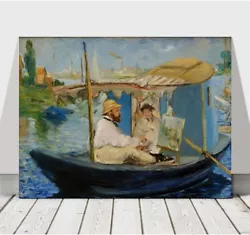 Buy MANET - Monet Painting On His Studio Boat - CANVAS ART PRINT POSTER - 36x24  • 28.98£