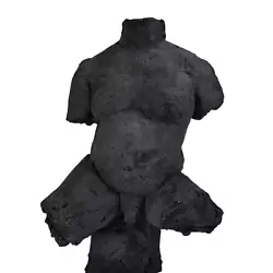 Buy Vintage Brutalist Male Black Sculpture Torso Hard Clay Man Torso Matte Finish • 236.81£