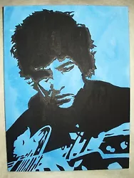 Buy Canvas Painting Bob Dylan Lines Portrait Blue B&W Art 16x12 Inch Acrylic • 35£