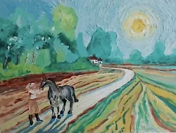 Buy Girl With Horse (Van Gogh) Billy Baker Oil Painting 9x12” Stretched Canvas OOAK • 39£