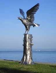 Buy Big Garden Sculpture Eagle On Tree Made Of Stainless Steel Height 3,85 M • 5,002.77£
