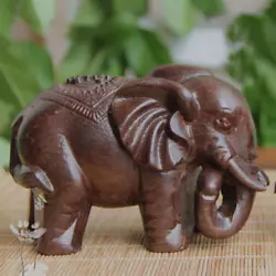 Buy Hand Wood Carving Crafts Wooden Elephant Animal Statue • 4.13£