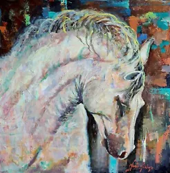 Buy Original Mario Mendoza Oil Canvas Equestrian Arabia Horse Painting Abstract Art • 1,400£