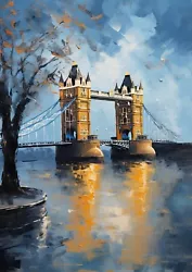 Buy Tower Bridge Over Thames Oil Painting Print Art Decor 5 X7  • 4.99£
