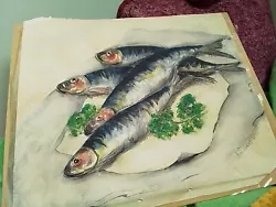 Buy Unique Fish Painting On Backing Signed Original Artwork Unframed Still Life • 1.99£