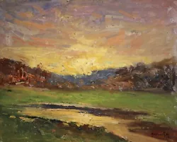 Buy Adolphe Rey (1864-1934) Large Signed French Oil - Sunset In The Murols • 1.20£