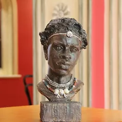 Buy African Statues Sculptures Head Decoration Man Carved Resin Vintage Medium Brown • 74.65£
