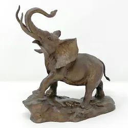 Buy 8 Inches Solid Cast Bronze Elephant Sculpture Art Deco Foundry Trunk Up • 175.36£