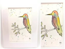Buy Watercolour Painting Of Bird Rainbow Unique Mounted Gift Original NOT A PRINT • 7.99£