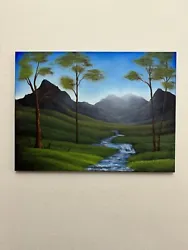 Buy Bob Ross Style Wet On Wet Landscape Painting “Light At The Summit” 18x24 • 189£