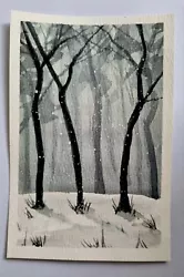 Buy BRAND NEW ARTWORK Original Watercolour Monochrome Misty Forest  6” X 4” • 3.50£