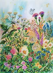 Buy ACEO  MEADOW Herbs Field Wild Flowers Cornflowers Butterfly Wildlife Print EMMA • 6.42£