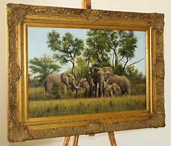 Buy STEPHEN PARK (b.1953 ) Original Oil Painting - Elephants On The African Savannah • 2,750£