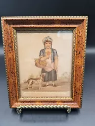 Buy Antique Victorian Engraving 4x5 Framed Picture  All A Blowing  Girl W/ Dog... • 37.79£