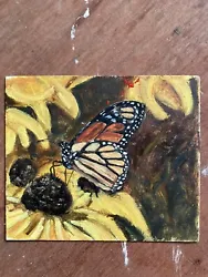 Buy Signed Original Oil On Card Butterfly Painting  • 6£