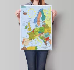 Buy Laminated Europe Maps Poster Wall Art  A1 A2 A4 • 2.99£