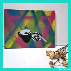 Buy Coffee And Cigarette OOAK Wall Art Handmade Painting Canvas Original • 40£