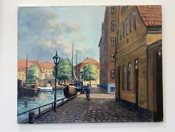 Buy Large Harbour Scene Oil On Canvas Painting  Signed • 199£