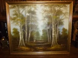 Buy Vintage Oil Painting On Canvas Landscape Nature Woods Signed Hang 55 X 65 Cm • 24.99£