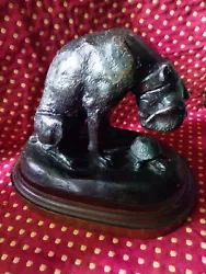 Buy Vintage Cast Bronze Dog & Tortoise Sculpture Jacquemart Style 18Cm × 23cm 2.25Kg • 45£