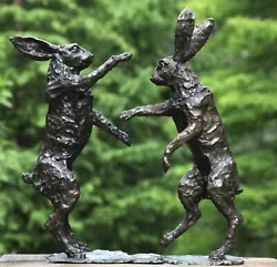 Buy John Cox Bronze Boxing Hares Sculpture Garden Statue • 1,500£