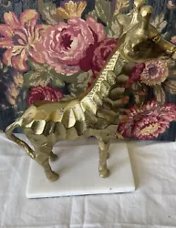 Buy Decorative Gold Tone Giraffe On Marble Stand Sculpture 13x12. Very Heavy. EUC • 49.53£