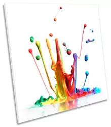 Buy Rainbow Paint Splash SQUARE CANVAS WALL ART Framed Print • 36.99£