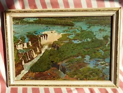 Buy Original Oil Painting Iguazu Falls Waterfall Landscape Vintage Mid Century • 70£