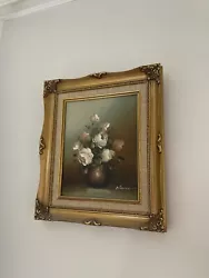 Buy Antique Vintage Signed Flower Botanical Potted Oil Painting Monica • 35£