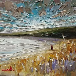 Buy Beach Landscape Oil Painting Vivek Mandalia Impressionism 8x8 Collectible Signed • 0.99£